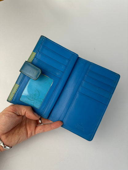 Vintage Vivienne Westwood Check Print Bifold Wallet Early 2000s Turquoise Yellow