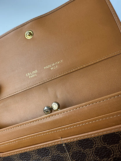 Vintage Celine Paris Triomphe Monogram Leather Wallet Btown
