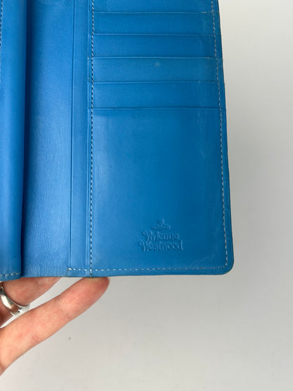 Vintage Vivienne Westwood Check Print Bifold Wallet Early 2000s Turquoise Yellow