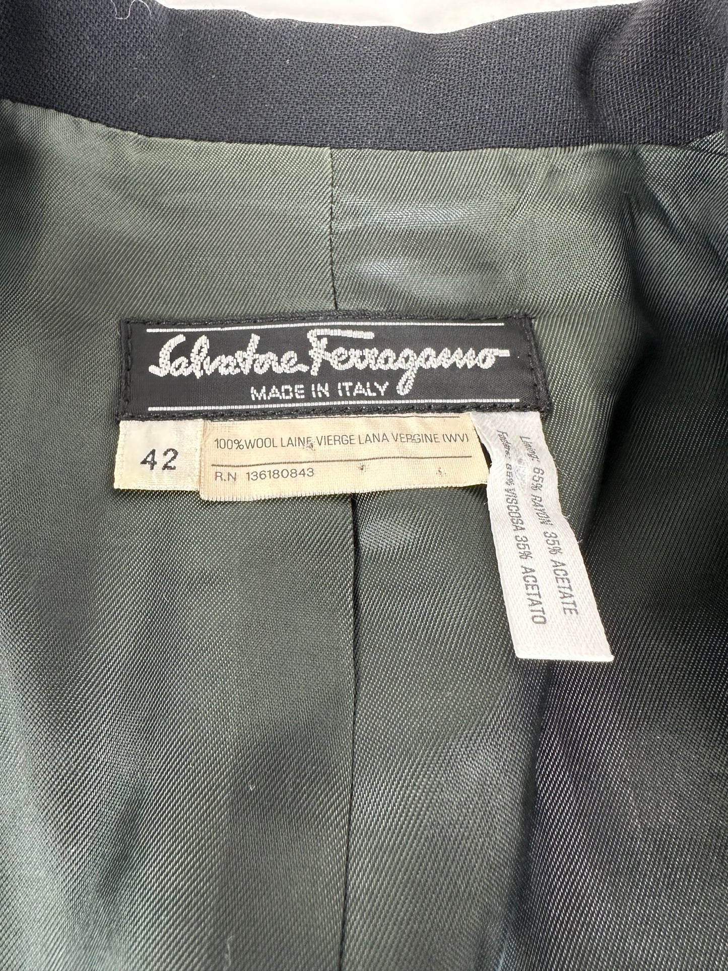 Vintage Ferragamo Wool Blazer Black L