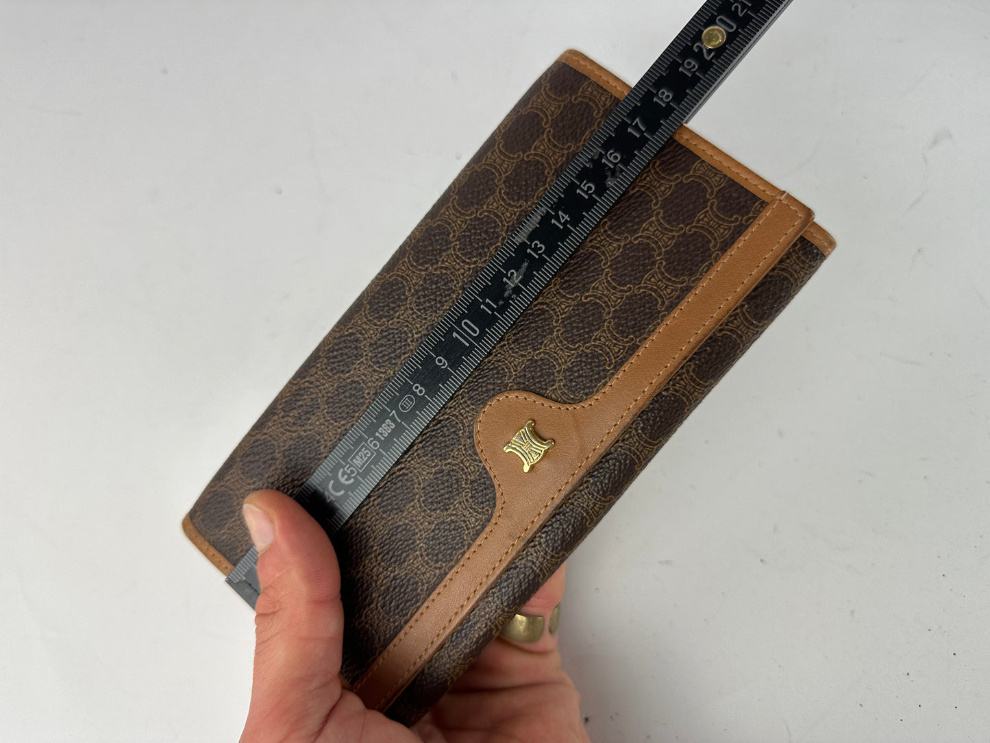 Vintage Celine Paris Triomphe Monogram Leather Wallet Btown