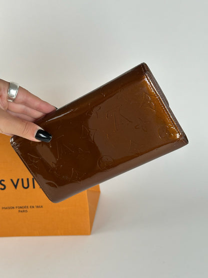 Vintage Louis Vuitton Vernis Leather wallet brown orange
