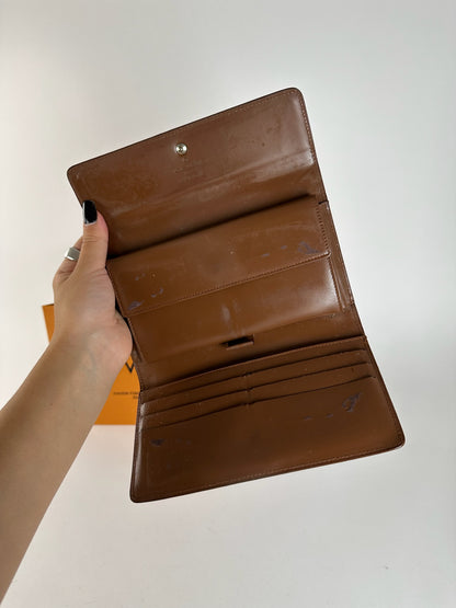 Vintage Louis Vuitton Vernis Leather wallet brown orange