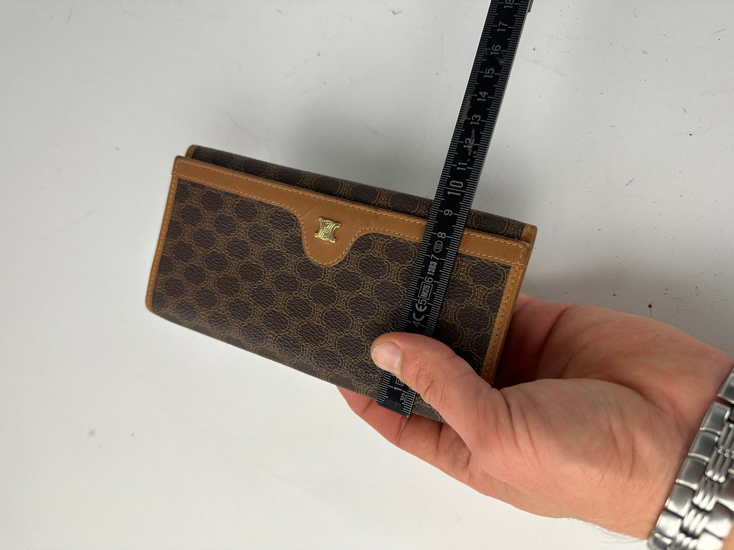 Vintage Celine Paris Triomphe Monogram Leather Wallet Btown