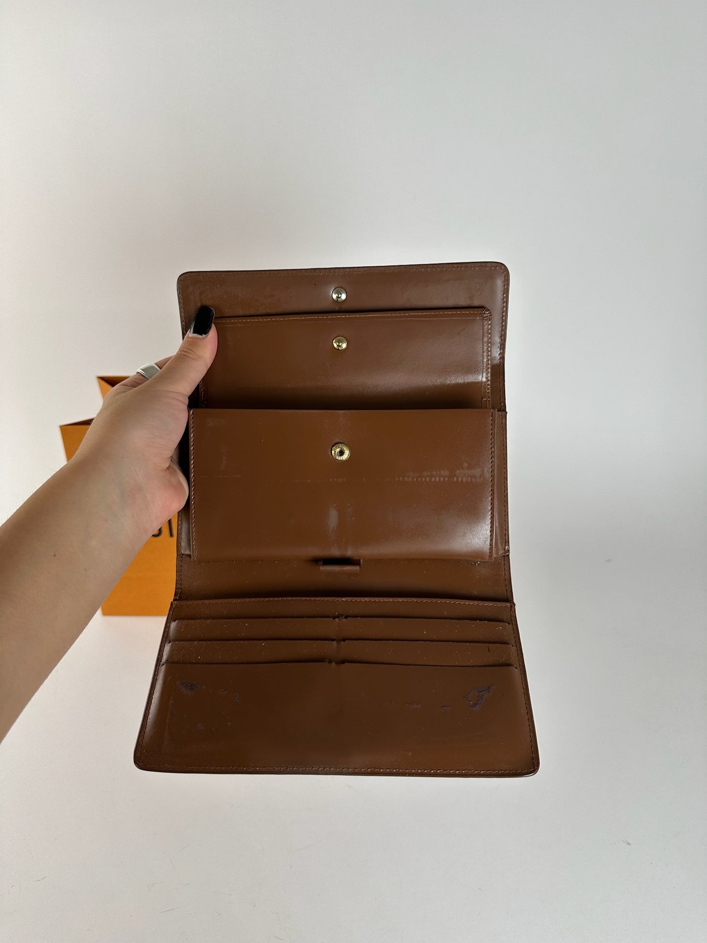 Vintage Louis Vuitton Vernis Leather wallet brown orange