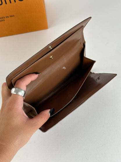 Vintage Louis Vuitton Vernis Leather wallet brown orange