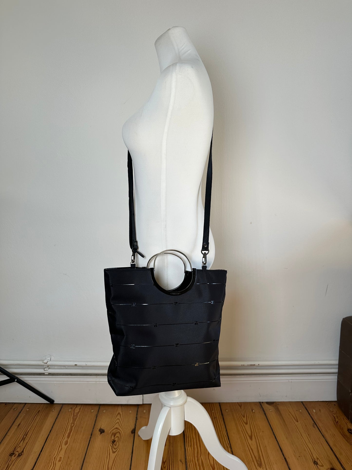 Vintage Courrèges AC Monogram 2Way Tote Bag Black