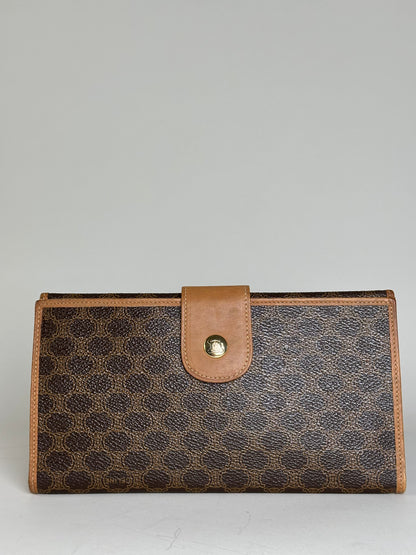 Vintage Celine Monogram Canvas Clutch Wallet Brown Tan