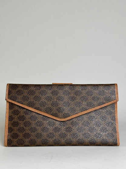 Vintage Celine Monogram Canvas Clutch Wallet Brown Tan