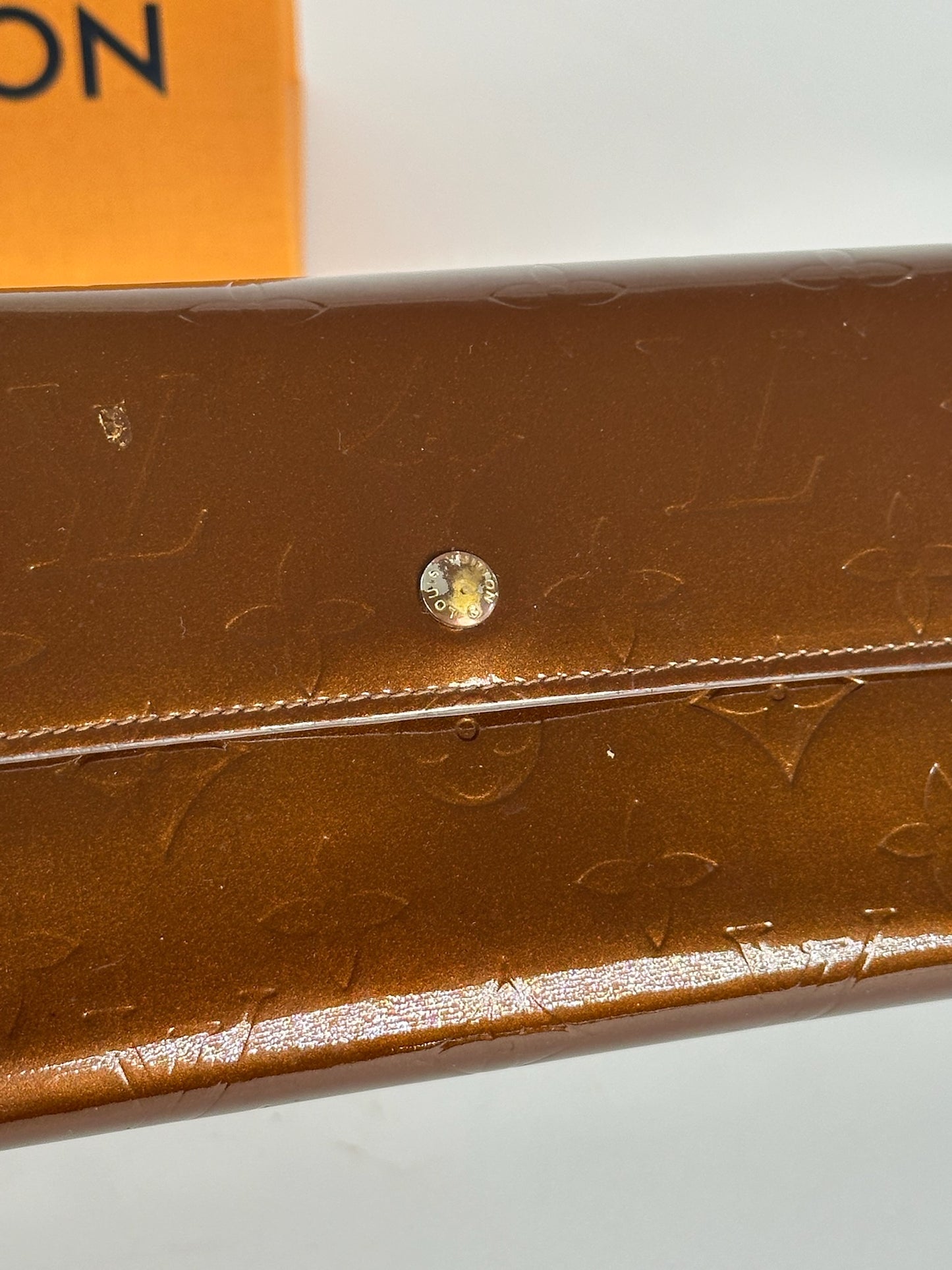 Vintage Louis Vuitton Vernis Leather wallet brown orange