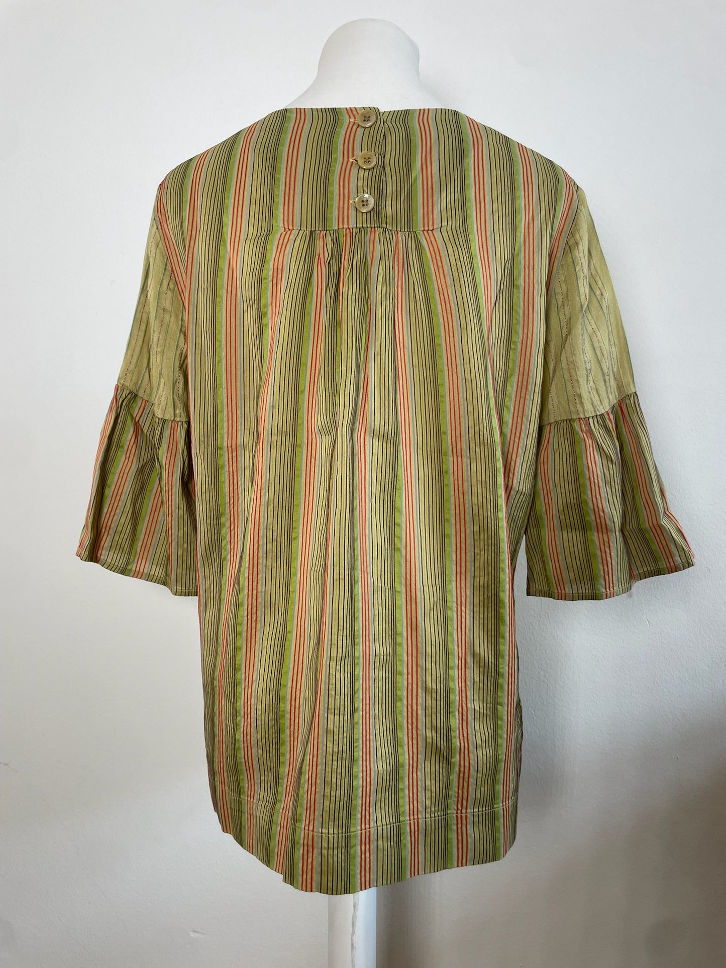 Vintage Etro Striped Silk Top Green Orange IT44