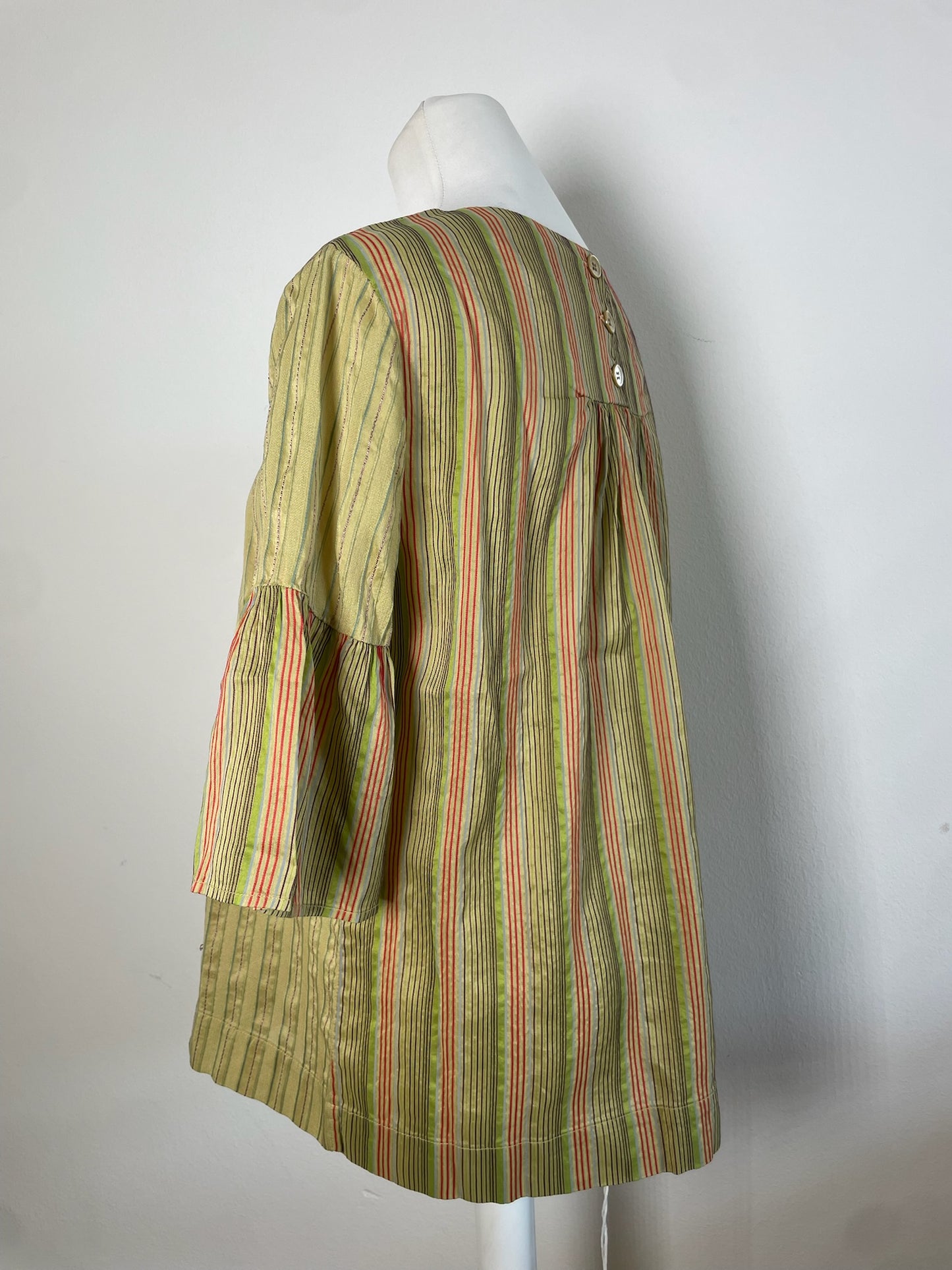 Vintage Etro Striped Silk Top Green Orange IT44