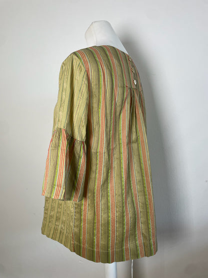Vintage Etro Striped Silk Top Green Orange IT44