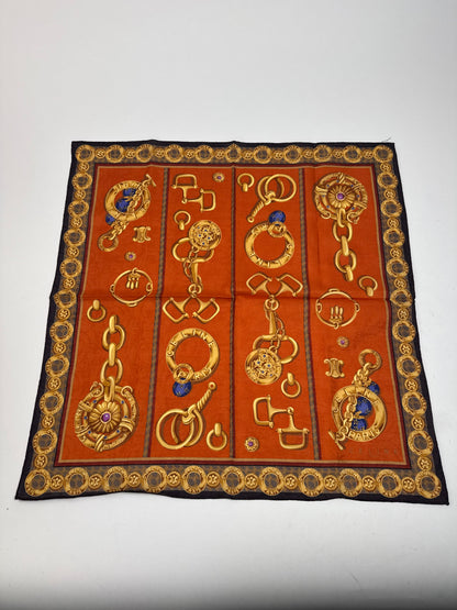 Vintage Celine Baroque Scarf gold orange