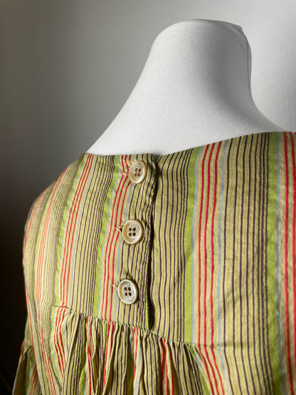 Vintage Etro Striped Silk Top Green Orange IT44