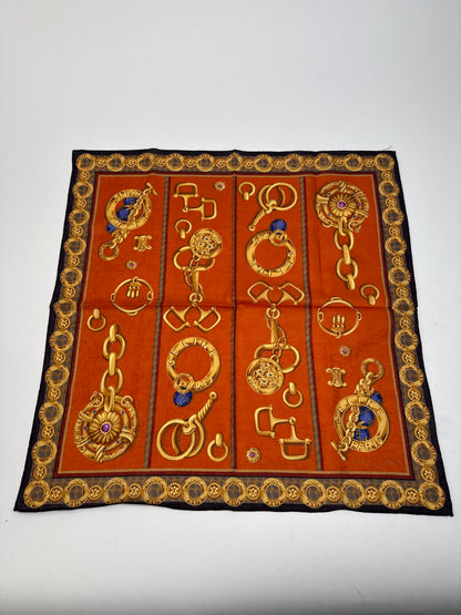 Vintage Celine Baroque Scarf gold orange