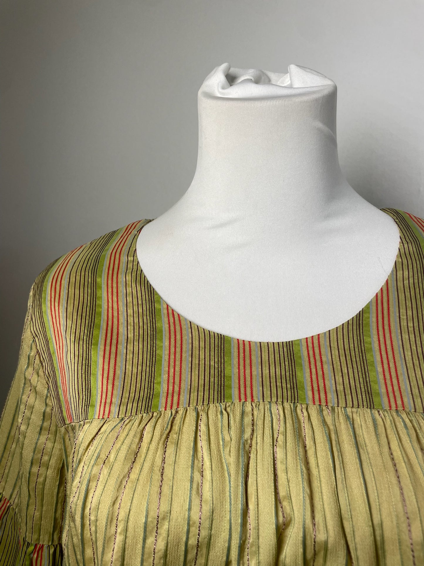 Vintage Etro Striped Silk Top Green Orange IT44