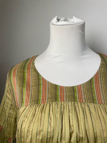 Vintage Etro Striped Silk Top Green Orange IT44
