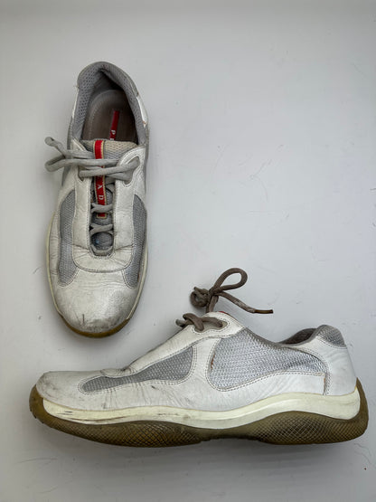 Vintage Prada Leather Mesh Sneakers White Grey EU8