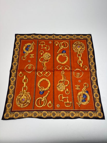 Vintage Celine Baroque Scarf gold orange