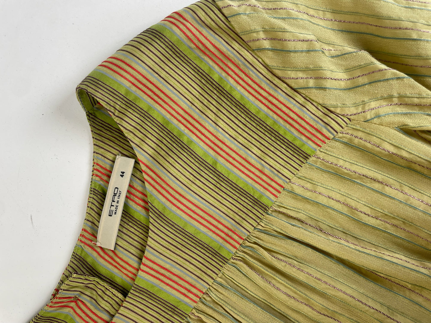 Vintage Etro Striped Silk Top Green Orange IT44