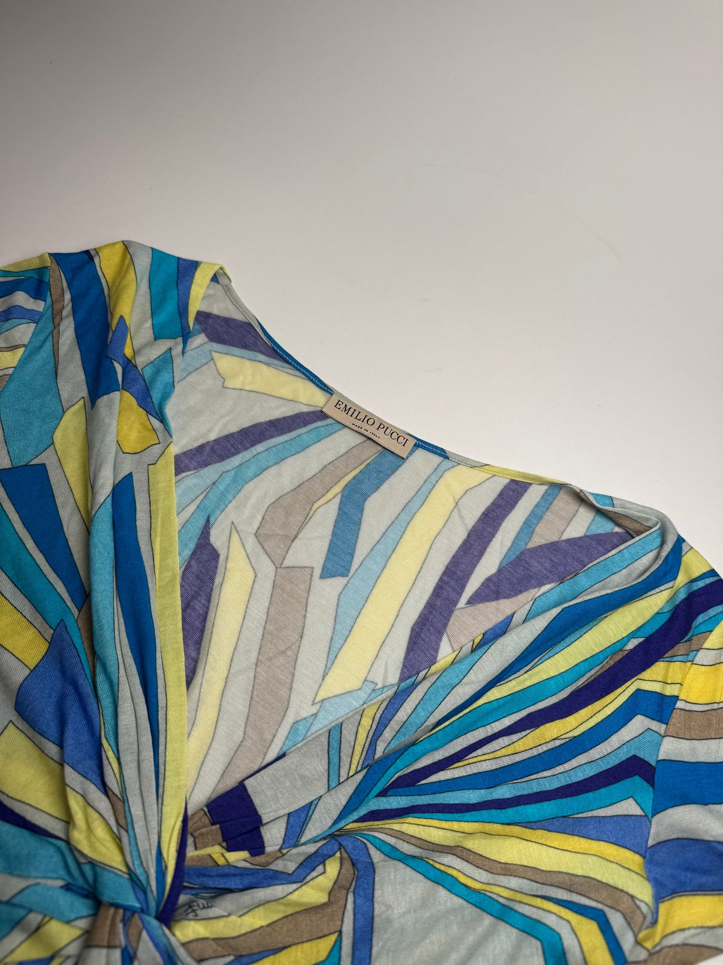 Vintage Emilio Pucci Silk / Viskose abstract Top Blue yellow 40/L