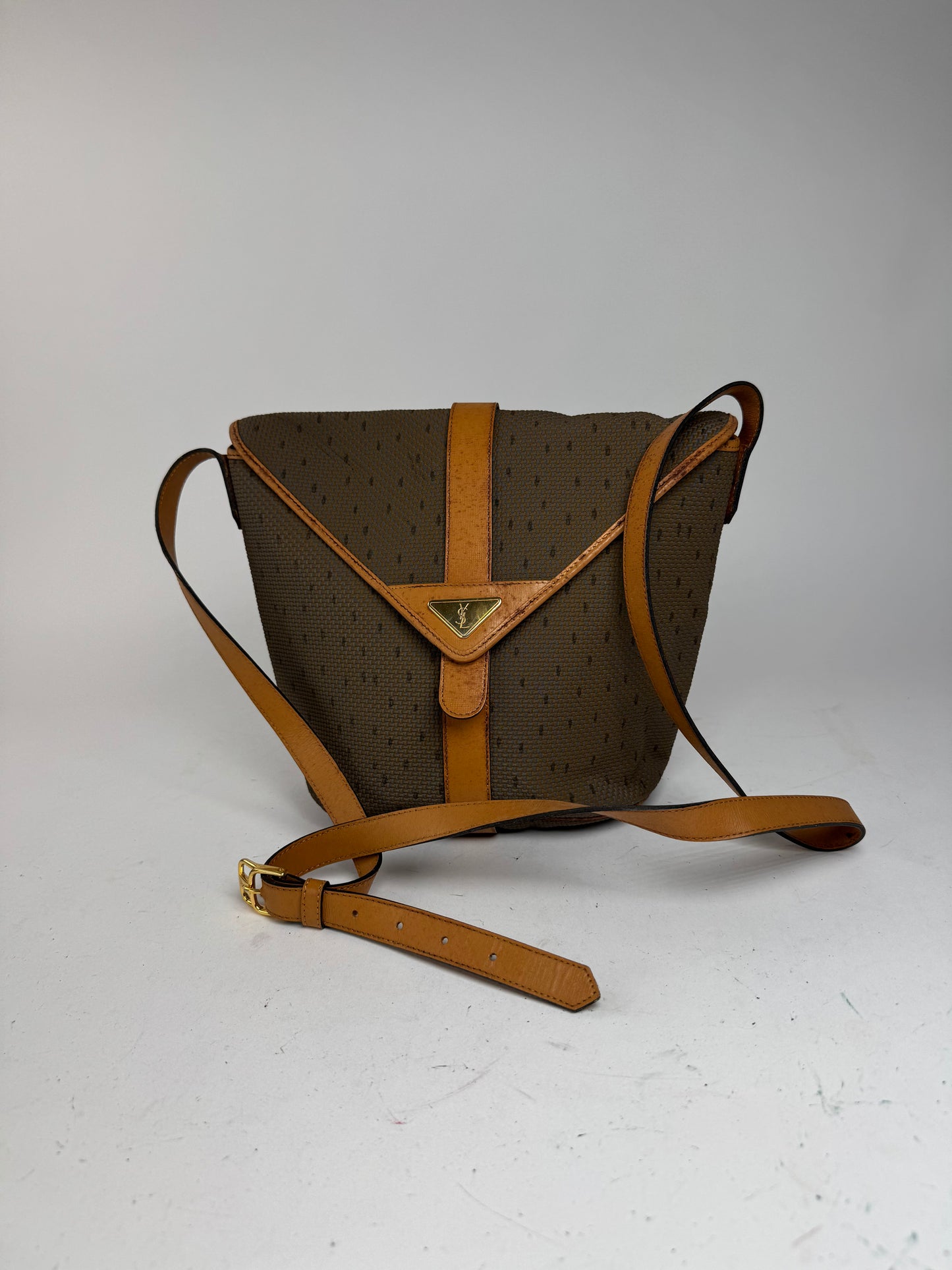 Sac vintage Yves Saint Laurent marron gris Marron
