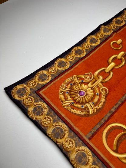 Vintage Celine Baroque Scarf gold orange