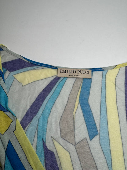 Vintage Emilio Pucci Silk / Viskose abstract Top Blue yellow 40/L