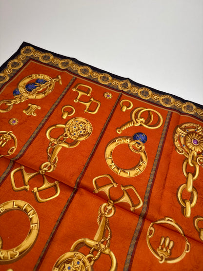 Vintage Celine Baroque Scarf gold orange
