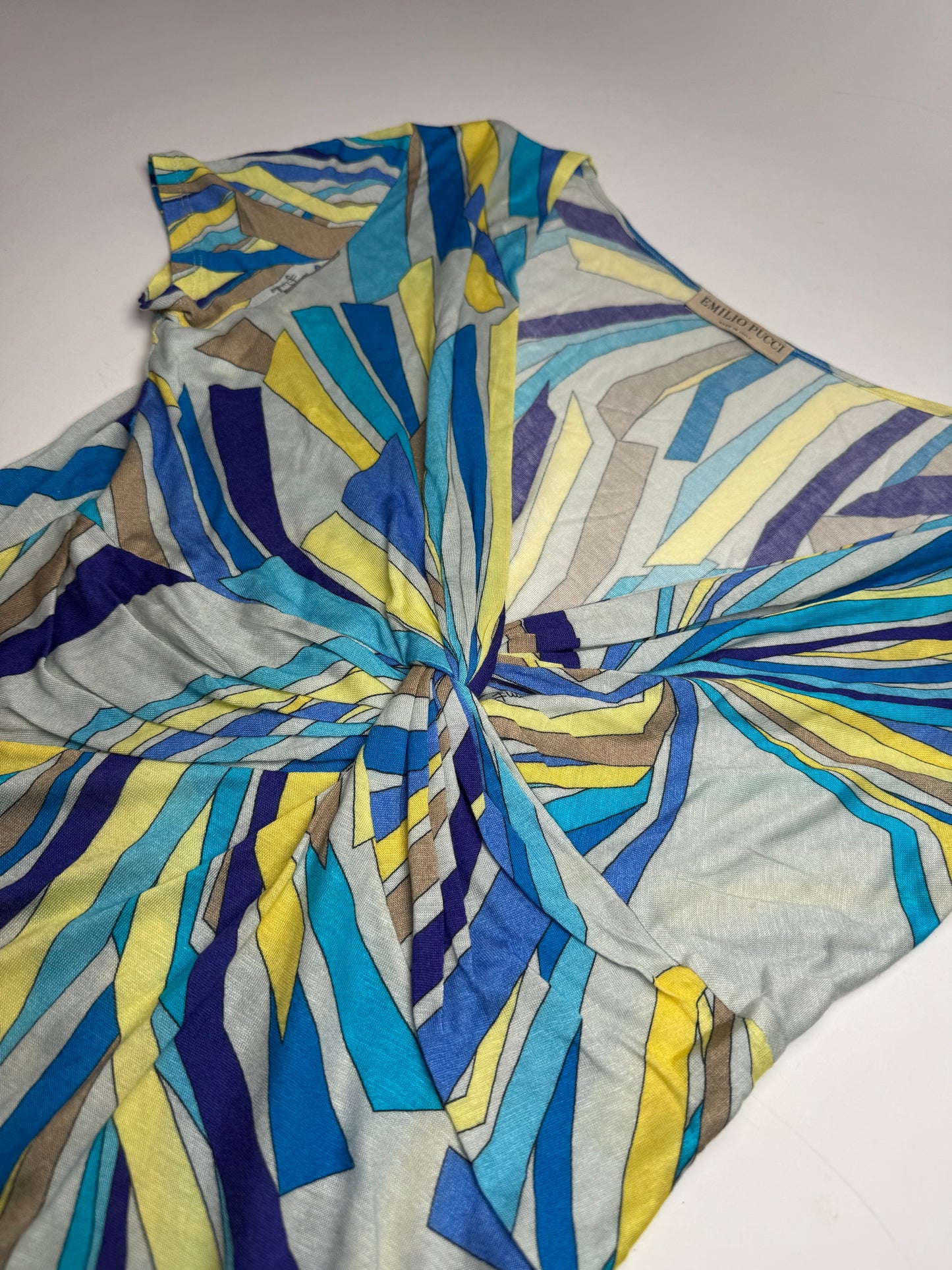 Vintage Emilio Pucci Silk / Viskose abstract Top Blue yellow 40/L