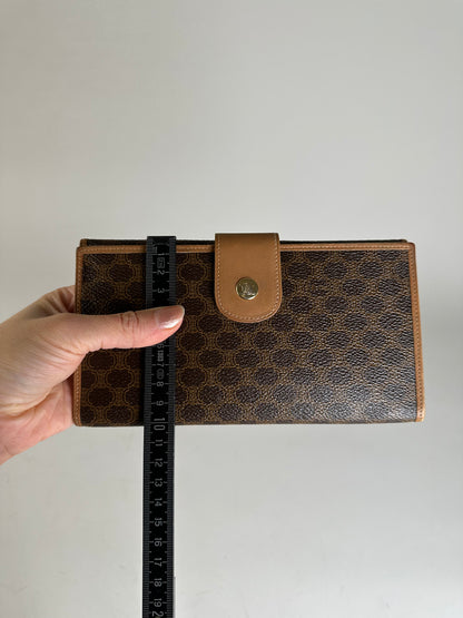 Vintage Celine Monogram Canvas Clutch Wallet Brown Tan