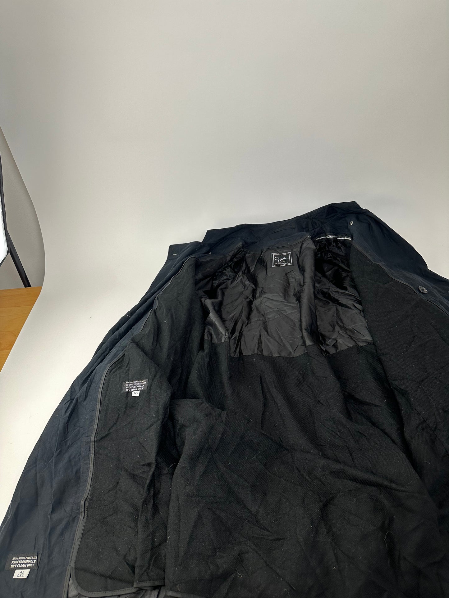 Vintage Dior Men's Microfiber Trenchcoat Black XL