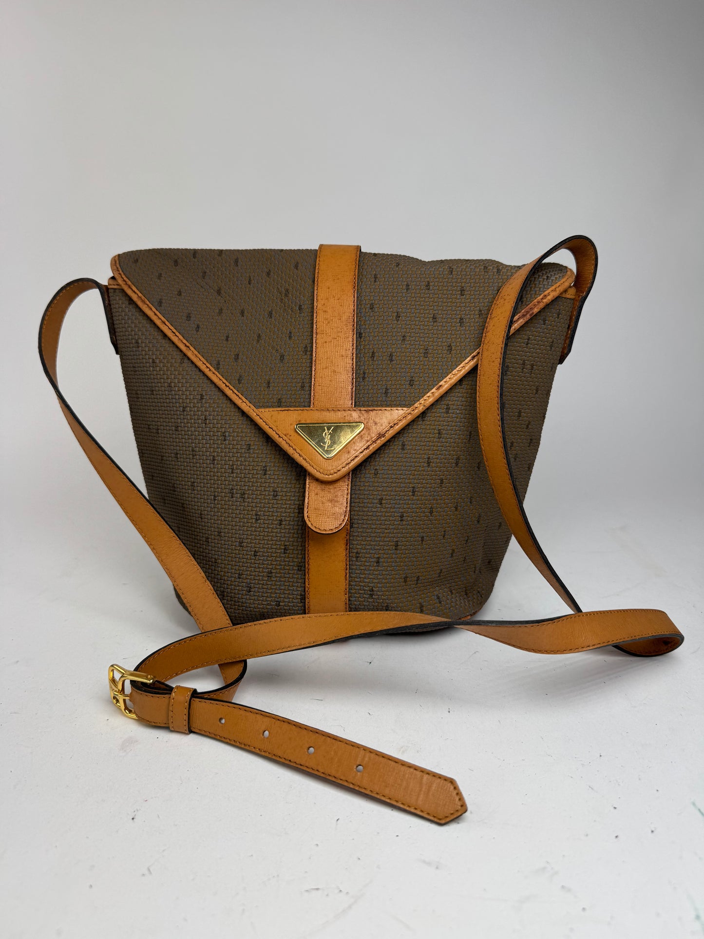 Sac vintage Yves Saint Laurent marron gris Marron