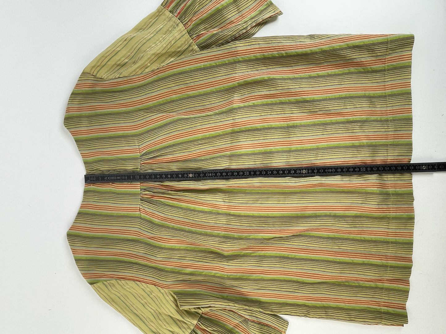 Vintage Etro Striped Silk Top Green Orange IT44