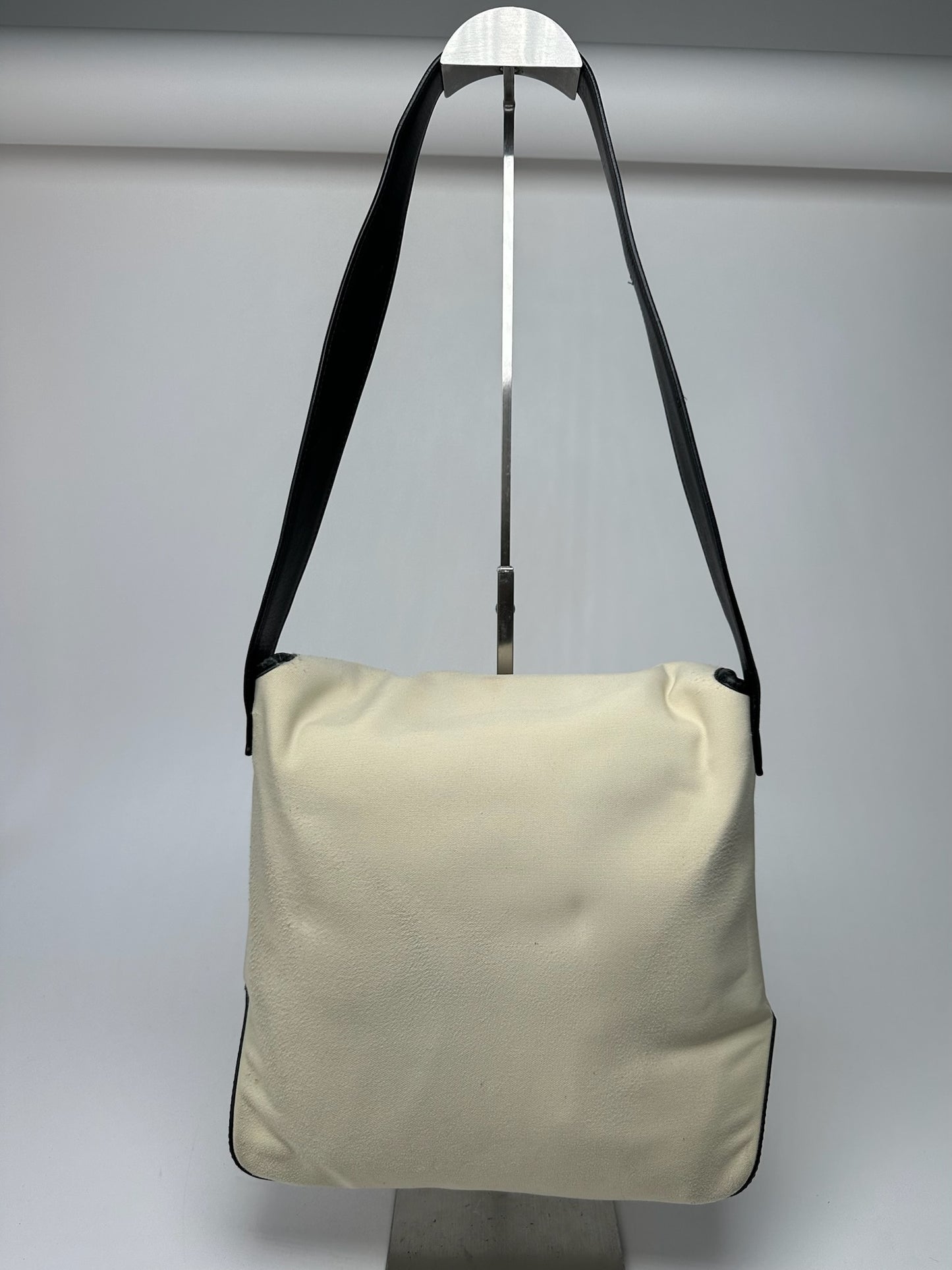 Vintage Loewe Canvas Leather Shoulder bag black white