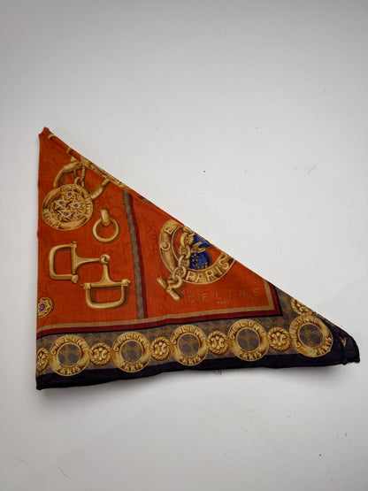 Vintage Celine Baroque Scarf gold orange