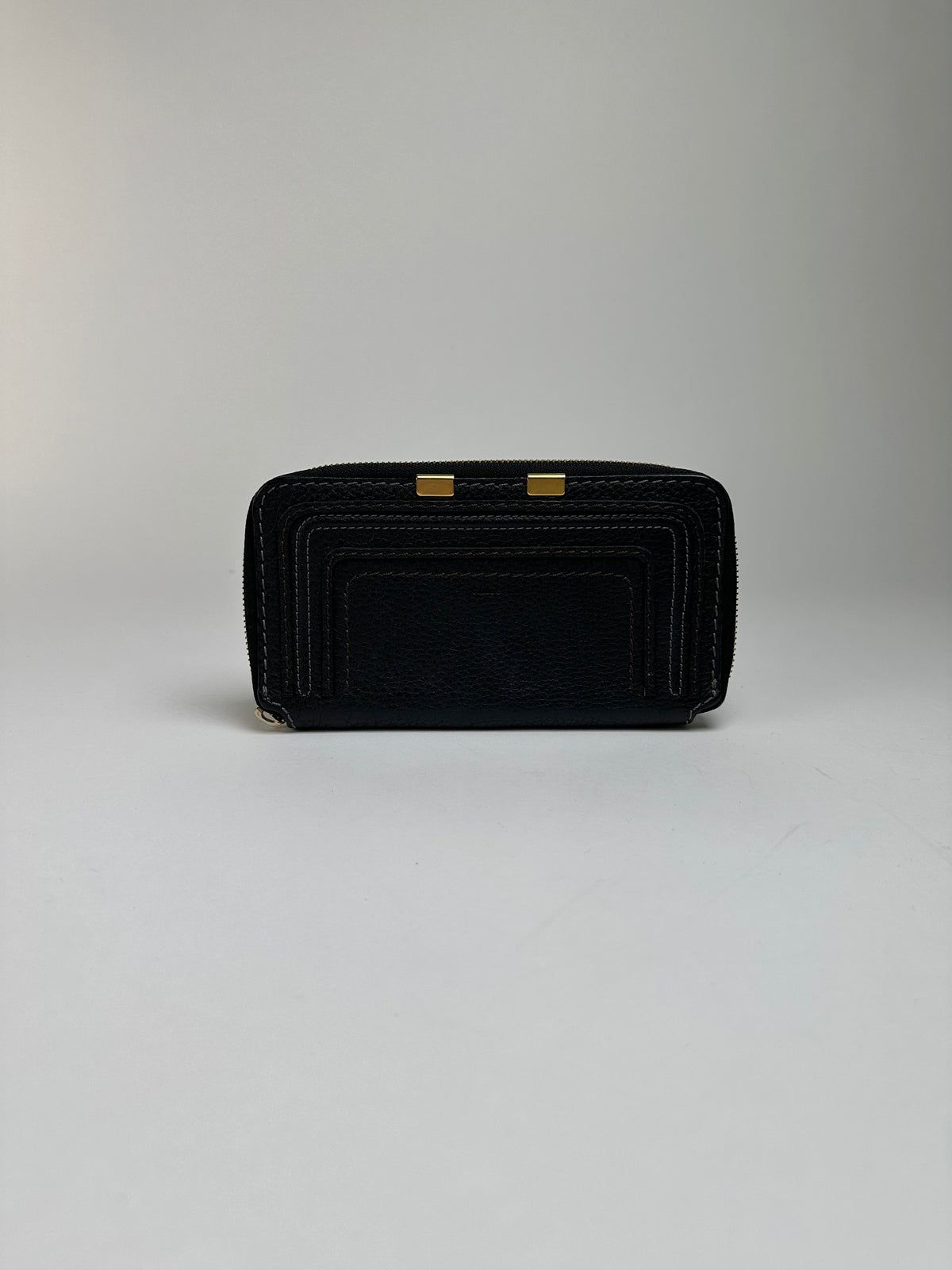 Vintage Chloé Pebbled Leather Bifold Wallet Black Gold