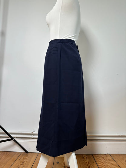 Vintage Burberry Wool Skirt Navy Blue M