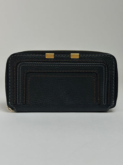 Vintage Chloé Pebbled Leather Bifold Wallet Black Gold