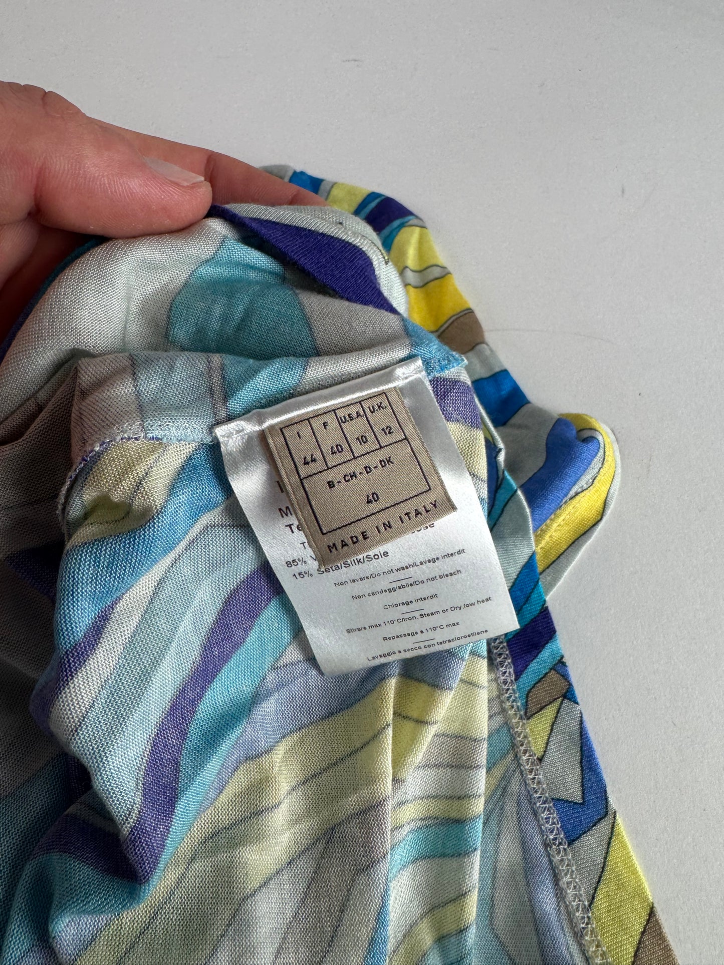 Vintage Emilio Pucci Silk / Viskose abstract Top Blue yellow 40/L