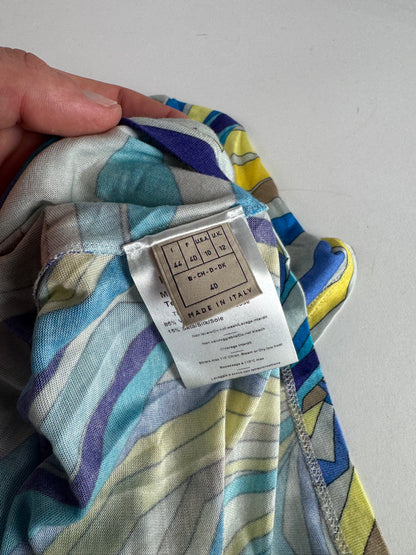 Vintage Emilio Pucci Silk / Viskose abstract Top Blue yellow 40/L