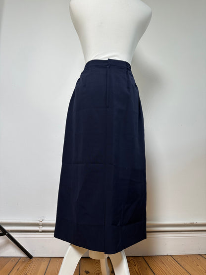 Vintage Burberry Wool Skirt Navy Blue M