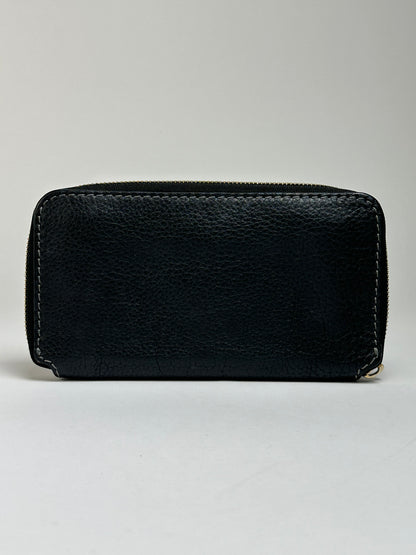 Vintage Chloé Pebbled Leather Bifold Wallet Black Gold