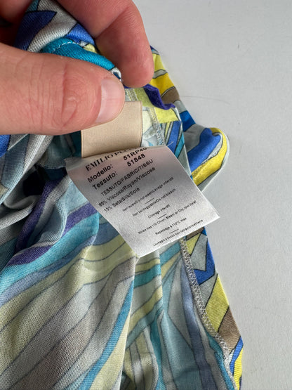 Vintage Emilio Pucci Silk / Viskose abstract Top Blue yellow 40/L