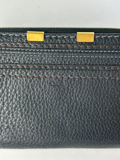 Vintage Chloé Pebbled Leather Bifold Wallet Black Gold