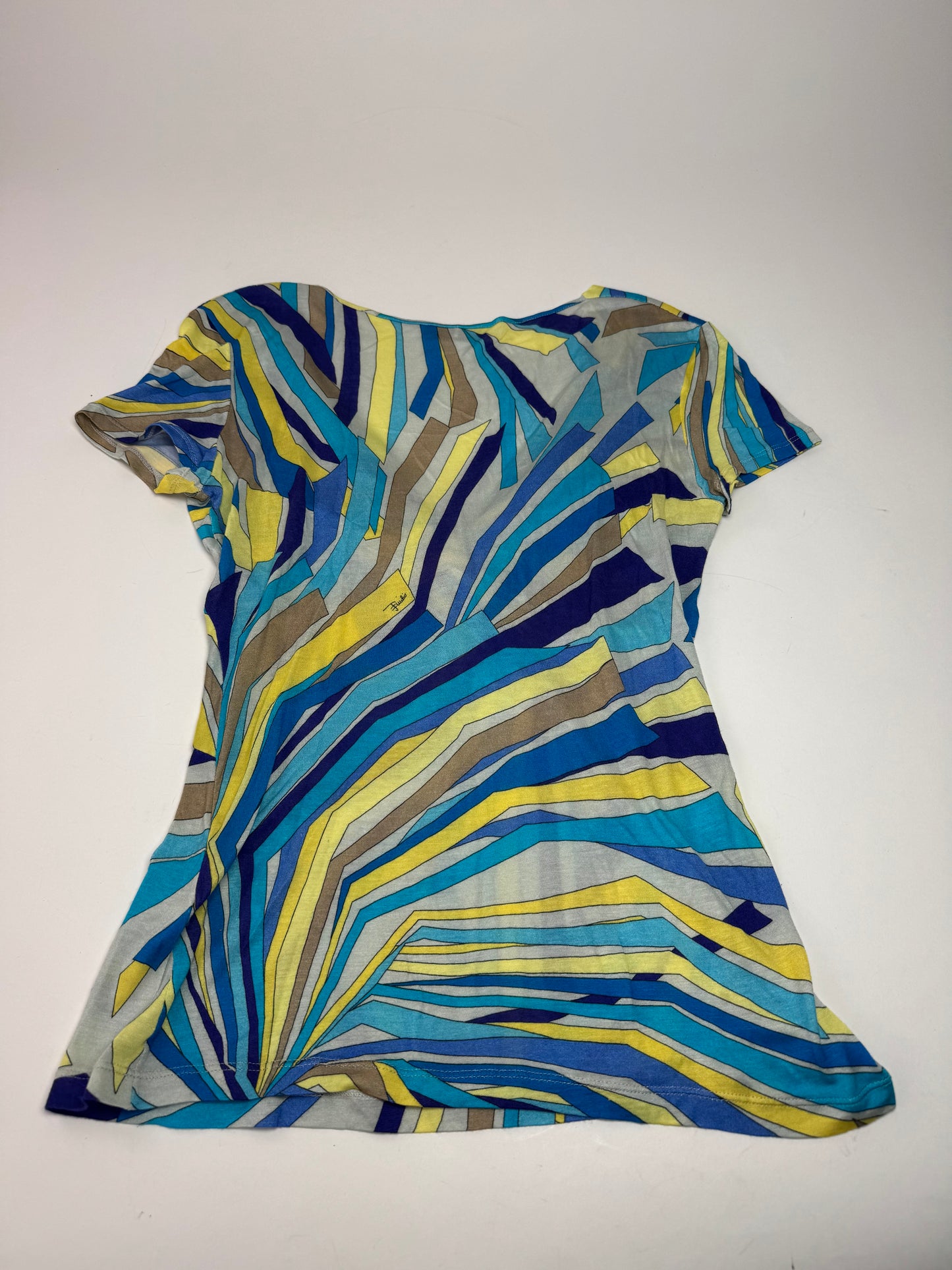 Vintage Emilio Pucci Silk / Viskose abstract Top Blue yellow 40/L