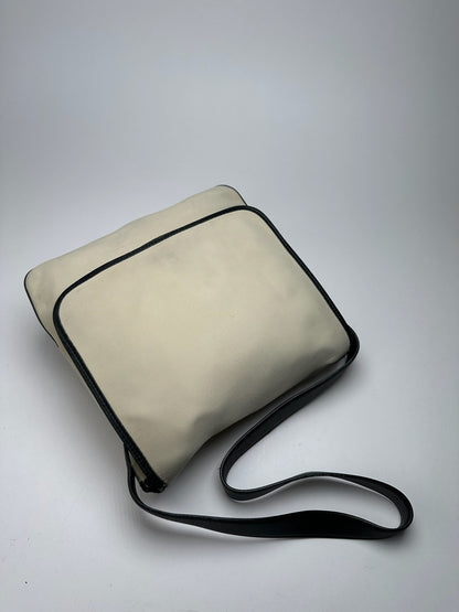 Vintage Loewe Canvas Leather Shoulder bag black white