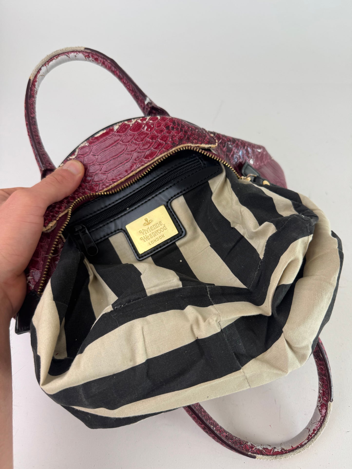 Vintage Vivienne Westwood Crocodile Emblossed Handbag Purple