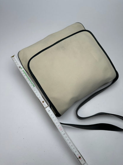 Vintage Loewe Canvas Leather Shoulder bag black white